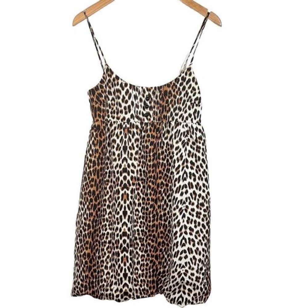 Julie Haus Silk Leopard Sleeveless Cocktail Dress Size 4 Bubble Hem